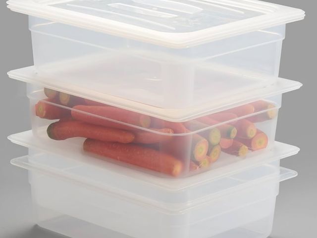 Lot 96-170634 - CURTA 4-Pack 1/2 Size 4" Deep Food Pan with Handled Lid – NSF Listed Commercial-Grade Translucent Po...