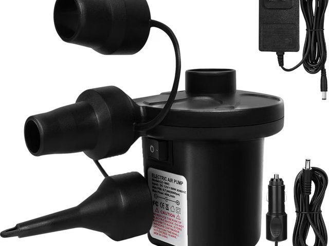 Lot 96-230805 - Electric Air Pump,110V AC/12V DC, 5000PA 50W Portable Quick-Fill,Car Power Adapter,Inflator/Deflator...