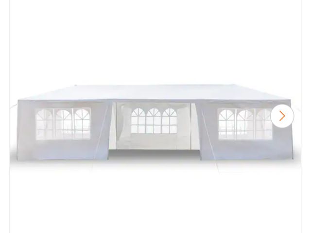 Lot 96-155950 - Karl home 
10 ft. x 30 ft. White Party Wedding Tent Canopy 7 Sidewall New MSRP $120