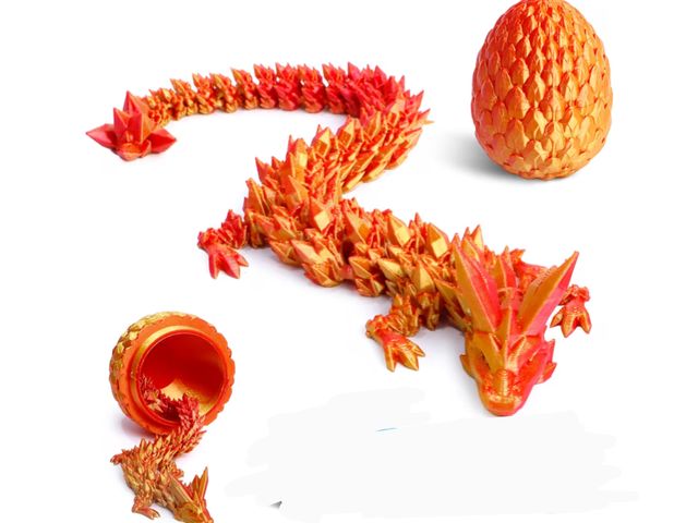 Lot 96-198091 - 3D Printed Dragon Egg - 12 inch Dragon in Gemstone Egg, Easter Basket Stuffers, Flexible Fidget Toy,...