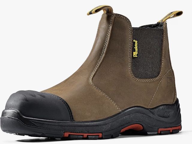 Lot 96-230800 - Mens Work Boots Steel Toe Chelsea Safety Boots Cow Leather Waterproof Lightweight Working Shoes Size...
