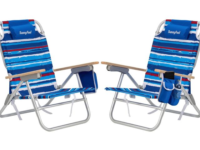 Lot 96-174157 - SUNNYFEEL Folding Beach Chair, Aluminum Heavy Duty Beach Chair with 3 Reclining Position, Portable C...