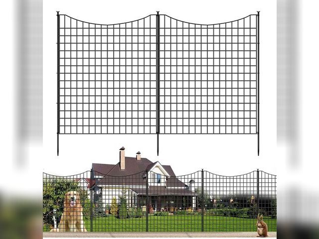 Lot 96-181451 - 12 Panels Garden Fence Animal Barrier, 33 in(H) X 26 ft(L) Dog Fence Outdoor for Yard, Tall Metal Fe...