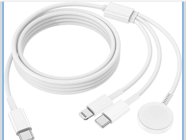 Lot 96-191752 - QZIIW Apple Watch Charger,Apple iWatch Magnetic Fast Charger to USB C Cable,3 in 1 Multi Charging Ca...