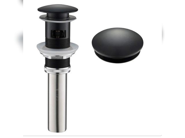 Lot 96-179423 - KRAUS Brass 2.6 in. Pop-Up Drain for Bathroom Sink with Overflow in Matte Black New