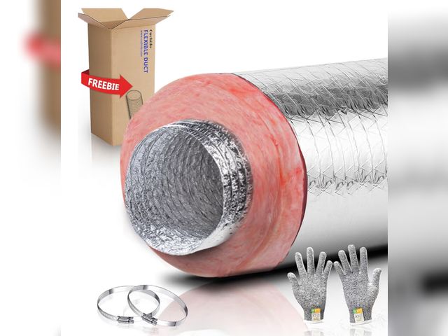 Lot 96-180646 - Insulated Flexible Duct R8,HVAC Insulated Flex Ducting 6'' X 25,Silver Jacket-R8 Ductwork,Heating an...