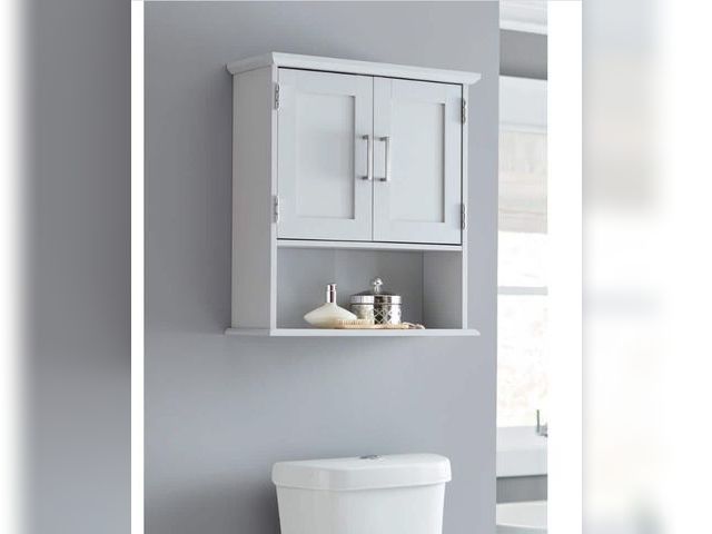 Lot 96-222074 - Glacier Bay Shaker Style 23 in. W × 8.5 D × 25.1 H Bathroom Storage Wall Cabinet with Open Shelf in ...