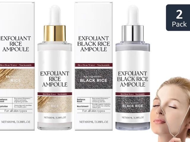 Lot 96-193254 - 2Pcs Black and White Rice Exfoliant, Rice Ampoule Duo White Rice Ampoule Black Rice Exfoliating Peel...