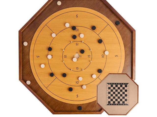 Lot 96-176187 - Tournament Crokinole and Checkers, 30-Inch Official Crokinole Board Game with 26" Playing Surface, C...