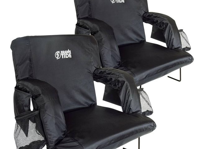 Lot 96-165054 - BRAWNTIDE Stadium Seat with Back Support - Comfy Cushion, Thick Padding, 2 Steel Bleacher Hooks, 4 P...