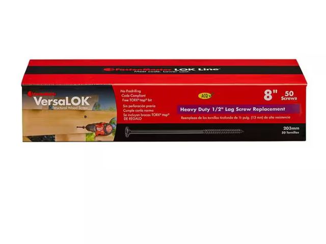 Lot 96-167302 - FastenMaster
VersaLOK 0.220 in. x 8 in. Torx Flat Head Wood Screw (50-Pack)
MSRP $119.99
Appears new