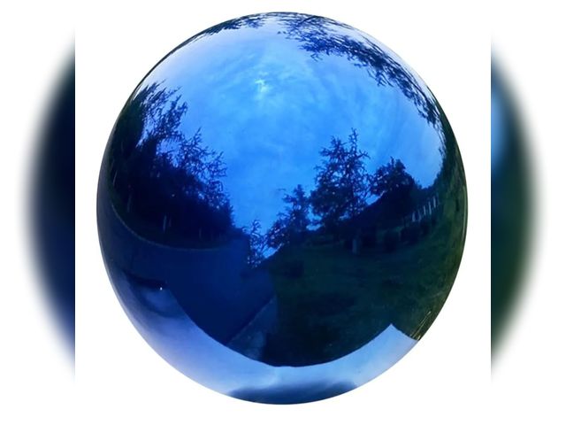 Lot 96-170173 - Gazing Globe Mirror Ball in Blue Stainless Steel, Polished Hollow Reflective Garden Sphere for Home ...