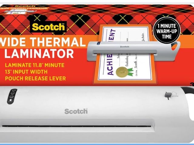 Lot 96-195214 - Scotch Thermal Laminator, Extra Wide 13 Inch Input, Ideal for Teachers, Small Offices, or Home 
New