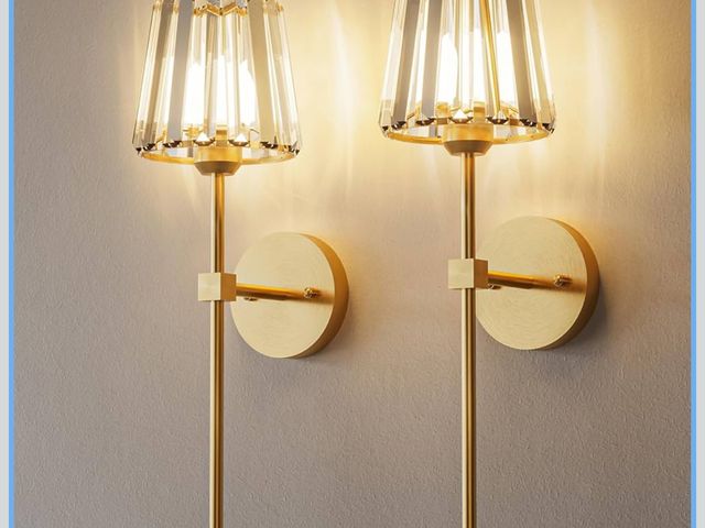 Lot 96-191523 - Crystal Battery Operated Wall Sconces Set of 2, Gold Rechargeable Wireless Wall Sconce Lights with C...