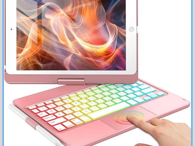 Lot 96-191519 - Apple iPad 10.2 Keyboard Case - 9th &amp; 8th Gen Compatible - Touch Keyboard with 360 Rotatable Pro...