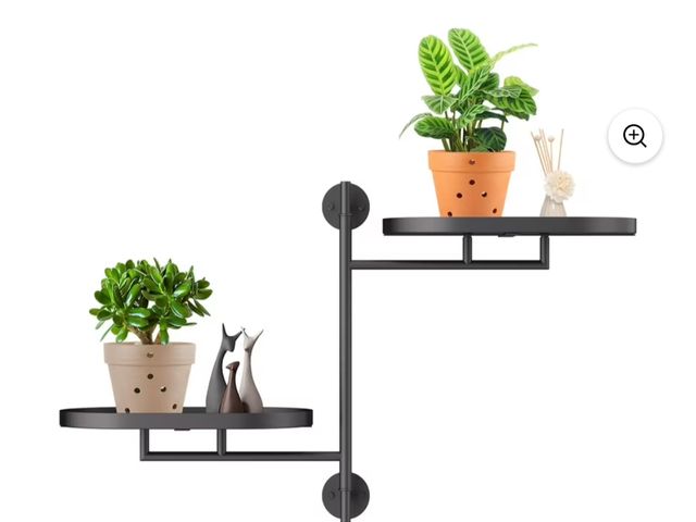 Lot 96-164250 - YFFSRJDJ Rotating Window Shelves for Multiple Plants Indoor,2-tier Metal Corner Black Plant Stand Ho...