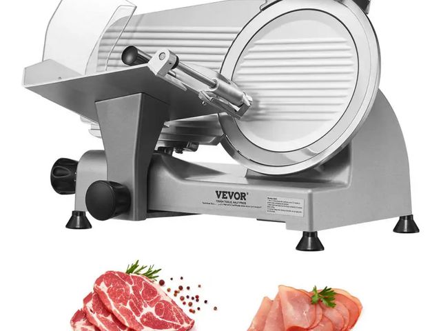 Lot 96-161645 - Meat Slicer, 340W, 10 in. SUS420 Stainless Steel Blade and Built-in Sharpening Stone, 0-0.6 in. Adju...