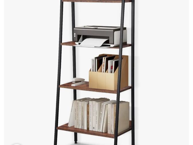 Lot 96-176573 - RUNTOP Industrial Bookshelves and Bookcases, Ladder Shelf 4 Tiers with Metal Frame for Living Room, ...