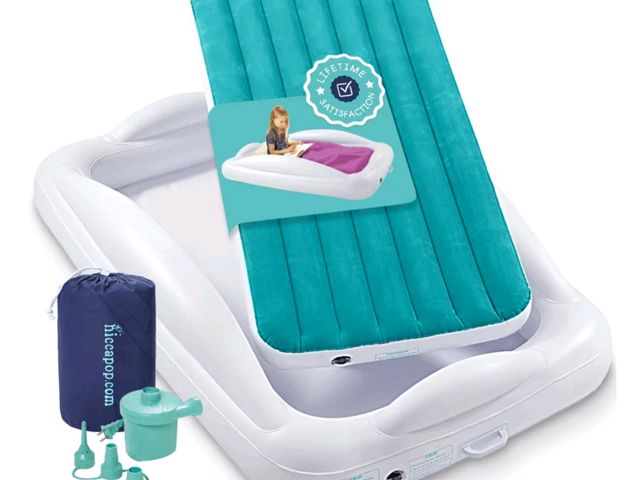 Lot 96-232732 - Hiccapop Inflatable Toddler Travel Bed with Safety Bumpers, 4-Sided Portable Toddler Bed for Kids, T...