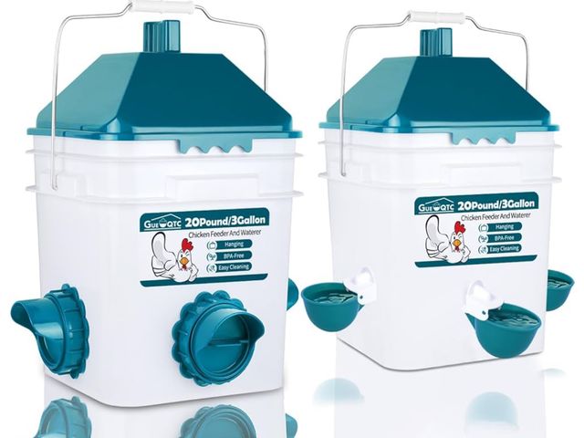 Lot 96-164002 - Chicken Feeder and Waterer Set,Anti-Roost Chicken Feeder and Automatic Chicken Waterer for Chickens,...