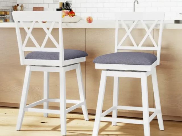 Lot 96-197421 - Swivel Bar Stools Set of 2Counter Height Barstools with Backrest Upholstered Seat Cushion New MSRP $...