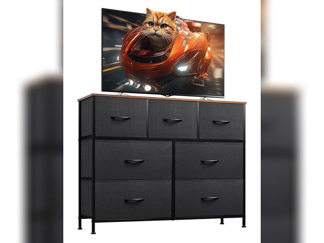 Lot 96-175788 - WLIVE 7 Drawer Dresser TV Stand, Entertainment Center, Media Console Table with Metal Frame and Wood...