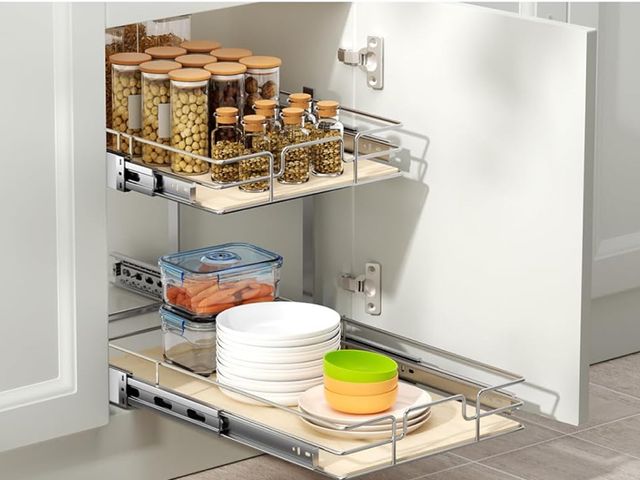 Lot 96-211214 - ROOMTEC 2 Tier Individual Pull Out Cabinet Organizer 10½"W x 21½"D, Slide Out  Organizers, Pull Out ...