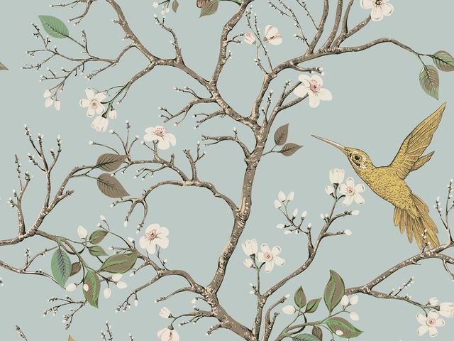 Lot 96-181671 - VaryPaper 17.7"x118" Vintage Floral Wallpaper Blossom Branches Bird Flower Peel and Stick Wallpaper ...