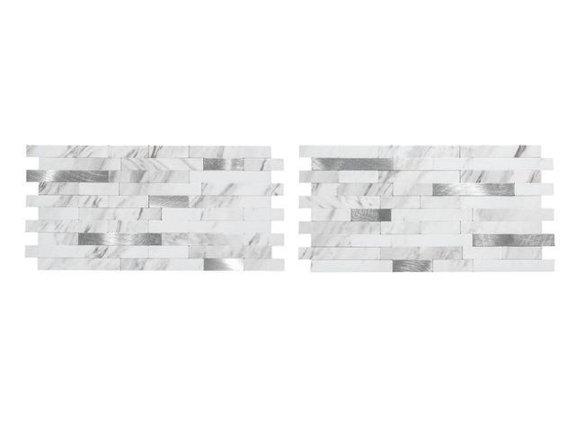 Lot 96-181957 - Bundle of 19 Aspect Collage 11.75 in. x 6 in. Metal and Composite Peel and Stick Backsplash in Marbl...