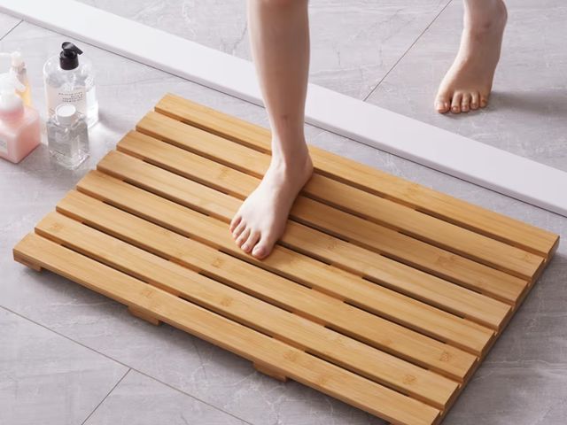 Lot 96-180252 - Bath Mat for Shower, Wooden Floor Mat for Bathroom,Non-Slip | Heavy Duty, Shower Mat for Indoor Outd...
