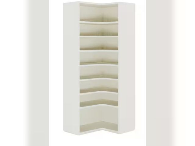 Lot 96-211747 - TRIBESIGNS WAY TO ORIGIN
65 in. H x 27.6 in. W White Wood Corner Shoe Storage Cabinet, 8 Tier Shoe O...
