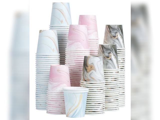 Lot 96-230751 - 300 Pack 3oz Disposable Paper Cups, Small Bathroom Cups (Marble) New