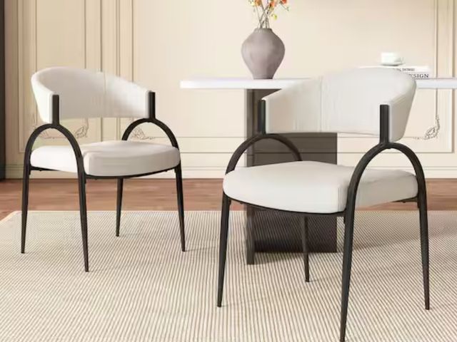 Lot 96-159591 - Outdoor Upholstered Dining Chairs with Metal Legs and Beige Cushion Guard (Set of 2) MSRP $256
New