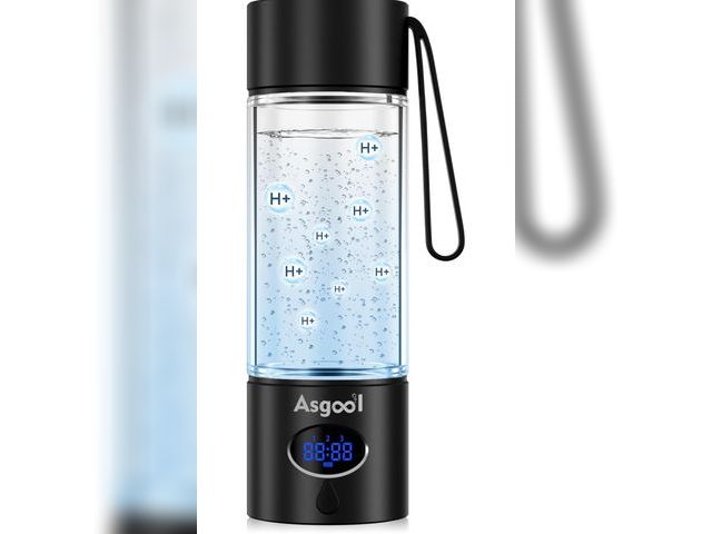 Lot 96-212250 - 360ml Portable Hydrogen Water Bottle Generator with PEM-SPE Tech, Glass Exterior &amp; Aluminum Shel...