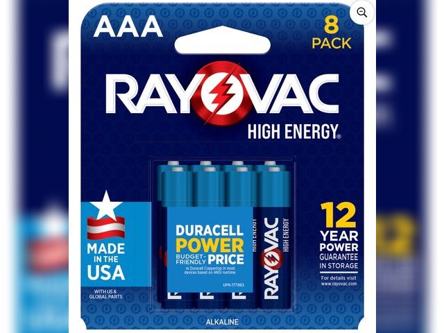 Lot 96-164519 - Rayovac High Energy AAA Batteries (8 Pack), Triple A Batteries

New