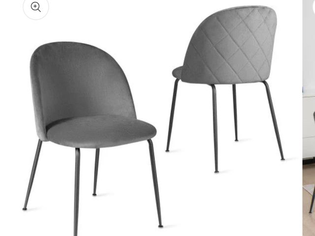 Lot 96-197439 - Costway Set of 2 Gray Upholstered Velvet Dining Chair with Metal Base for Living Room New MSRP $103