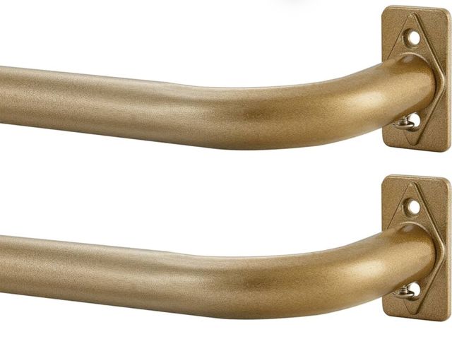 Lot 96-175950 - Antique Gold Curtain Rods 2 Pack, Single Curtain Rod for Window 48-84 Inch, Room Darkening Wrap Arou...