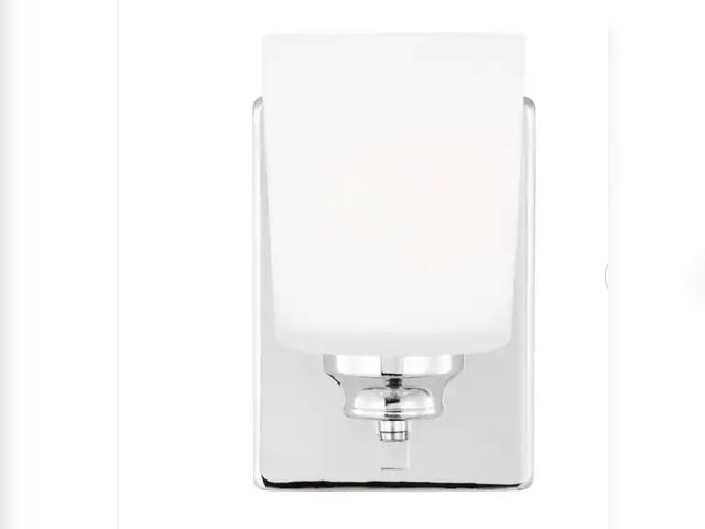 Lot 96-211583 - Generation Lighting Vinton 5 in. 1-Light Chrome Bathroom Vanity Light with Etched White Glass Shade ...