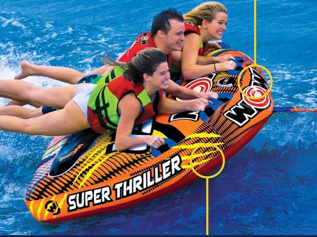 Lot 96-172060 - WOW Sports Thriller Towable Deck Tube for Boating Adults, Tubing Boat Inflatable for Water Sports MS...