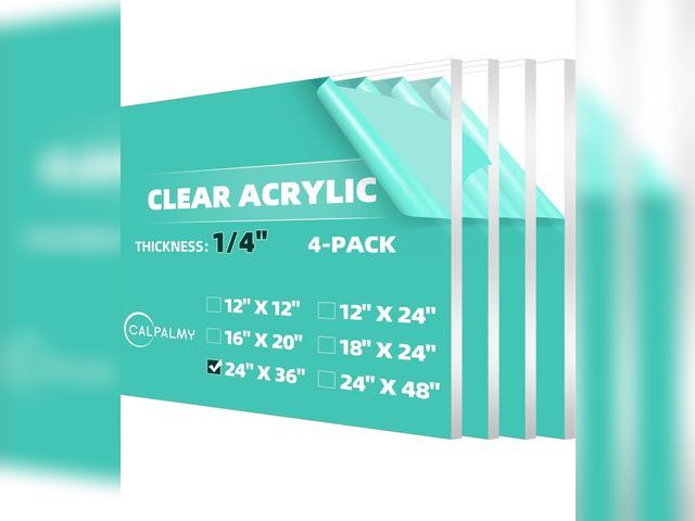 Lot 96-175872 - CALPALMY (4-Pack) 24 x 36 Clear Acrylic Sheet Plexiglass 1/4" Thick; Use for Craft Projects, Signs, ...