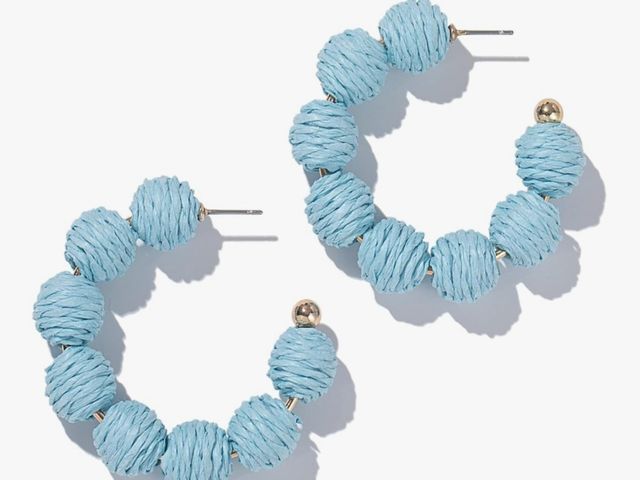 Lot 96-166735 - Raffia Hoop Boho Earrings - Cute Rattan Handmade Colorful Earrings for Women - Unique Summer Jewelry...