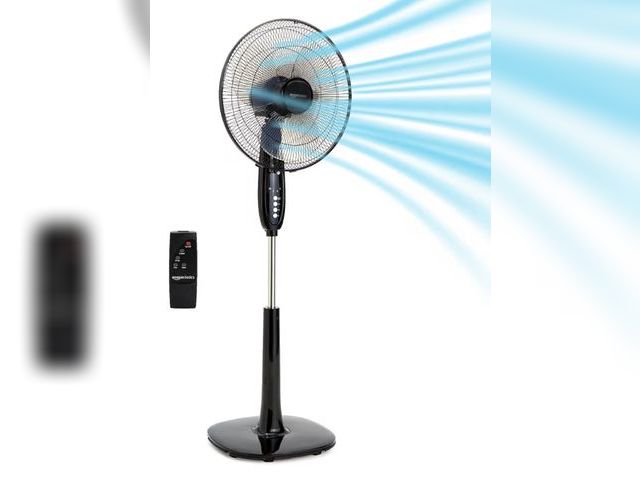 Lot 96-179536 - Amazon Basics 16" Pedestal Fan with Remote, Floor Fan, Standing Fan for Bedroom, Living Room, Office...