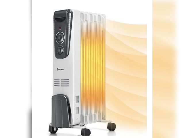 Lot 96-197955 - Costway 1500W Electric Oil Filled Radiator Space Heater 5.7 Fin Thermostat Room Radiant New