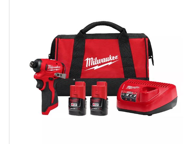 Lot 96-192082 - Milwaukee 1/4 in. Cordless Brushless Impact Driver Set Kit (Battery &amp; Charger) MSRP $149 Used un...