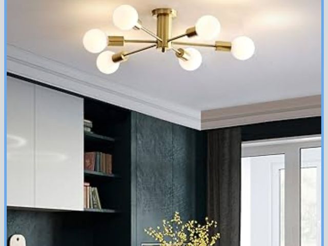 Lot 96-177605 - Appears to be  Chandelier Semi Flush Mount Ceiling Light, Brushed Brass Finish, may vary from stock ...