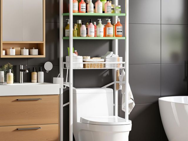 Lot 96-180868 - Over-The-Toilet Storage Rack, 4-Tier Bathroom Organizer Shelf Over Toilet with Adjustable Shelf and ...