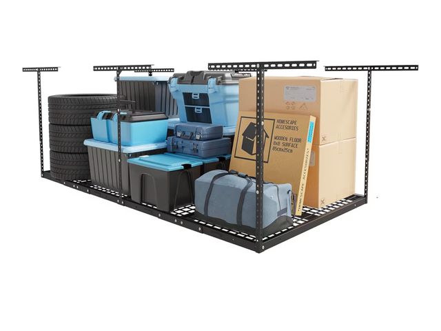 Lot 96-176076 - FLEXIMOUNTS 4x8 Overhead Garage Storage Rack, Adjustable Garage Storage Organization System, Heavy D...