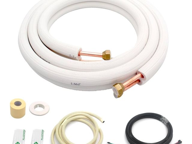 Lot 96-170298 - TAUROX 10FT Mini Split Line Set 1/4" &amp; 3/8" O.D Copper Pipes Tubing and 3/8" White Thickened PE ...