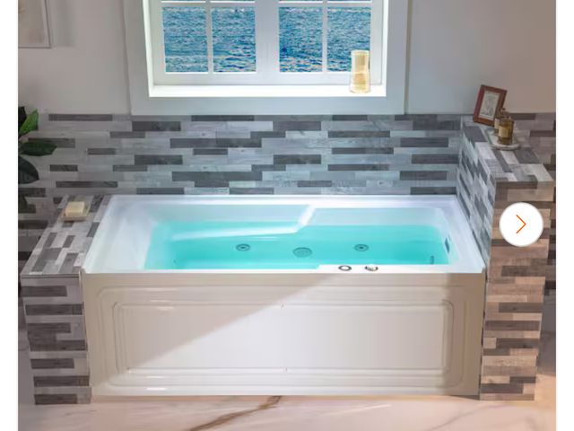 Lot 96-144140 - WOODBRIDGE Eurek 60 in. Alcove Acrylic Rectangular Whirlpool Heated Jetted Tub with Right Drain and ...