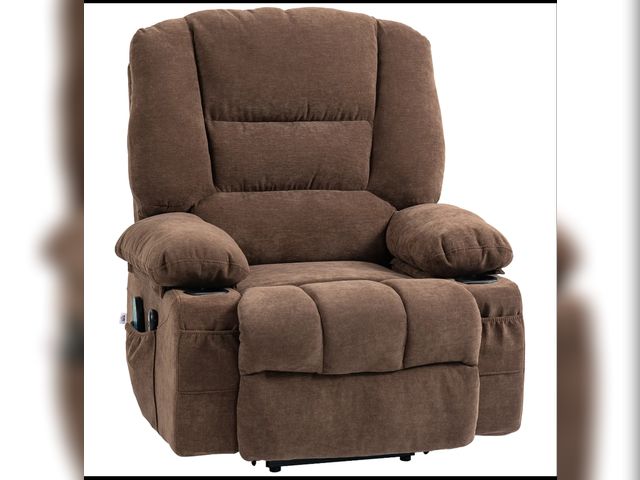 Lot 96-166810 - HOMCOM Power Lift Chair, Electric Recliner Chair with Vibration Massage, Heat, Side Pockets, Quick A...